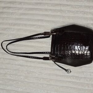 Brighton Dark Brown Croc-Embossed Shoulder Bag